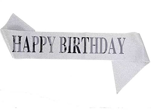 Wambere Geburtstags Schärpe, Geburtstags Schärpe für Mädchen Geburtstagsfeier,Partyzubehör des Mädchens,Birthday Girl Schärpe,Geburtstag Frauen Geschenk,Schärpe Deko,Satin Schärpe,Silber E