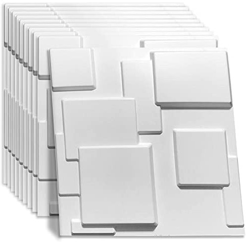 JOLOV Panneau Mural Decoratif 3D Plaque Murale PVC 50x50 cm 12 Panneaux Design Moderne Panneaux Muraux 3D en Relief Facile à Installer Décoration Intérieure Originale Panneau Mural 3D Abstrait