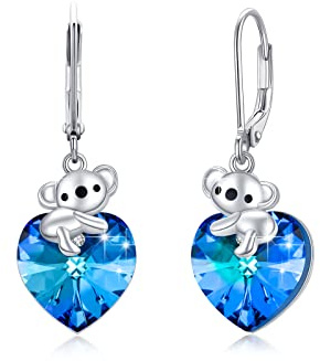 Flamingo/Frosch/Fuchs/Koala Ohrringe Sterling Silber Herz Kristall Tropfen Ohrringe Kristall Tier Ohrringe Mädchen Creolen Ohrring Geschenke für Damen Tochter