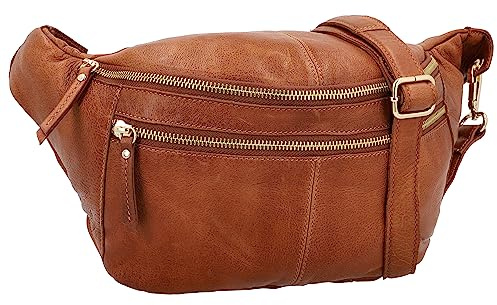 Gusti Gürteltasche Leder - Freya Bauchtasche Hüfttasche Festivaltasche Handtasche Leder Braun