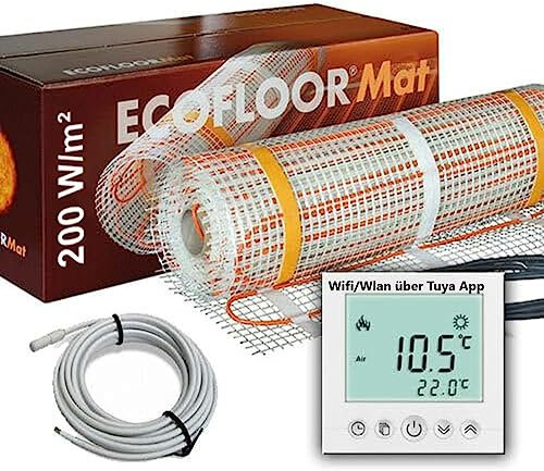4 qm PREMIUM Fußbodenheizung elektrisch 800 Watt Fliese Bad Heizmatte mit WIFI Thermostat 4,0 m²