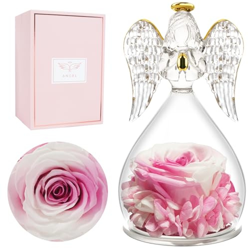 Miofula Ewige Rose Geschenke für Frauen,Infinity Rose Schutzengel Geburtstagsgeschenk für Mama,Blumen Engel Geschenke für Mama Oma Freundin Geschenk Weihnachten Hochzeitstag Jahrestag Geschenk für Sie