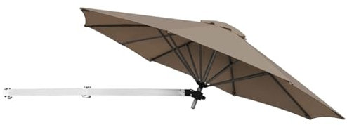GOPLUS Sombrilla de Pared Ø250 cm, Parasol Ajustable para Exterior, Paraguas Plegable y Inclinable, Sombrilla Impermeable con Protección Solar, para Jardín, Terraza, Patio, Balcón (Marrón)