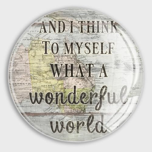 luckluccy Kühlschrankmagnete aus Glas mit englischer Aufschrift And I Think to Myself What A Wonderful World, niedliche Magnete, Vintage-Karte, starker Magnet, Zitate, Spruch für Kühlschrank,