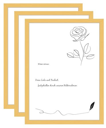 Hengsong Bilderrahmen 50x70 Gold 3er Set,Rahmen,Metallrahmen mit Plexi-Glas,mit Wandrahmen für Art&Family&Kinders,Aluminium,Picture Frame für Foto von 50x70cm,ca.51×71cm,Titan Gold