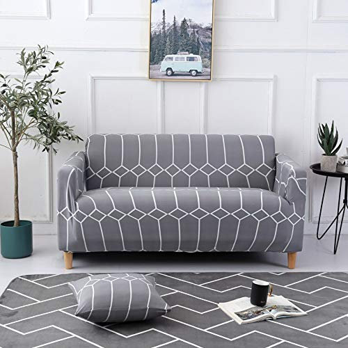 Sofaschoner Grau Sofaüberwurf Weich Spandex Sofaschoner rutschfest Couch Überwurf Waschbare Sofa Überzug Sofabezug mit Elastischen Riemen Sofabezug L Form Pflegeleicht 4 Sitzer
