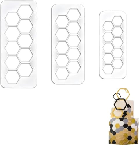 Juego de 3 cortadores hexagonales de acero inoxidable para decoración de tartas de fútbol y manualidades