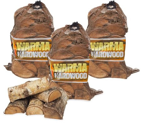 Hardwood Firewood Logs 75L Kiln Dried Logs - Ready to Burn Easy For a Long Hot Burn - 3 x 25 Litre Nets Hard Wood for Weekend Fires Open Fire Pits Wood Burners Log Burners Fireplaces