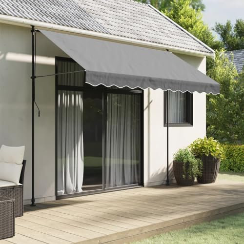 Rantry Ersatzstoff für Volant für Markisen, Streifen Anthrazit, 3 m, Ersatzstoff für Sonnensegel, Sonnensegel für Terrasse, Außenbereich, Garten