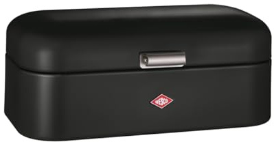 WESCO Grandy Brotkasten in der Farbe mattschwarz, pulverbeschichtetes Stahlblech, Lüftungslöcher und stabiler Handgriff