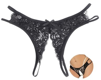 ohmydear Women's Lace Micro Thong Cut Out Sexy Panties Sheer Knicker | Floral French Tanga Briefs, Ladies Underwear, Multipack Undies, Plus Size Lingerie UK 10-18