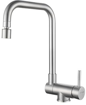 XJTNLB Wasserhahn Küche Klappbar Gebürstet Spültischarmatur Vorfenstermontage Klappbar 180° Mischbatterie Küche Heißes und Kaltes Wasser-Dualmodus