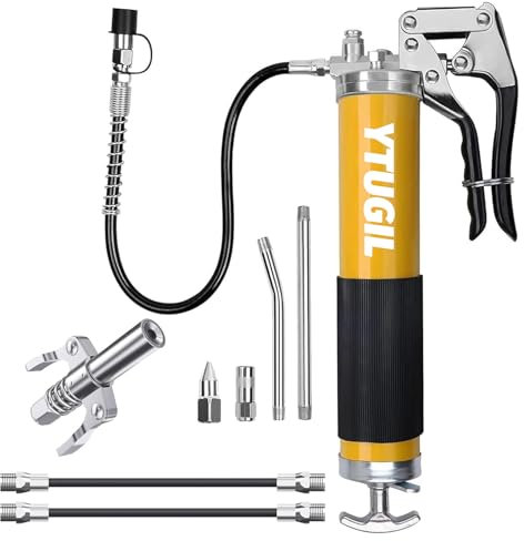 Kit per pistola ingrassatore resistente, 8000 psi, 400 ml, con tubo flessibile, ugello affilato, tubo di prolunga e accoppiatore