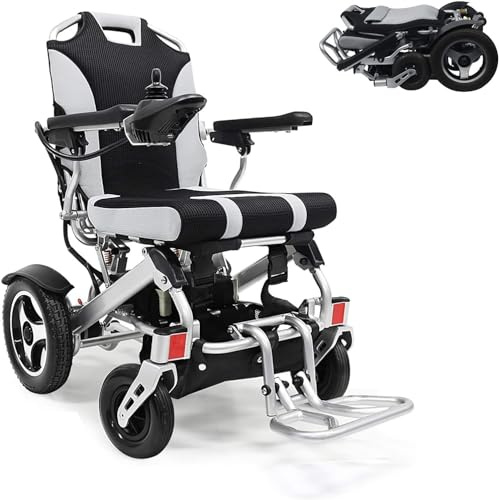 Fauteuil roulant motorisé tout-terrain pour adultes, cadre en alliage d'aluminium léger, pliable et portable, supporte 127 kg – Fauteuils roulants électriques