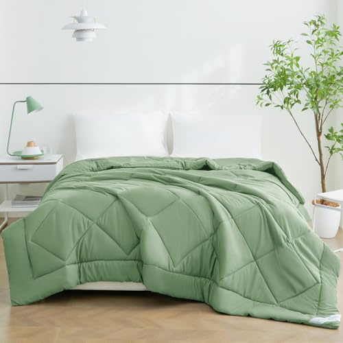 WAVVE Edredón Relleno Nórdico 240x260 cm para Cama 160/180/200, Edredón de Fibra 150gr/m², Suave, Transpirable para Primavera y Verano (260x240 cm, Verde Salvia)