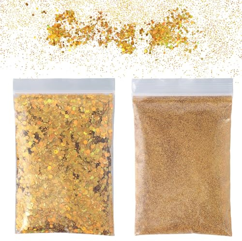 100 g Oro Glitter Polvere Glitterata, Craft Glitter, Paillettes Per Decorazioni, 50 g Di Polvere Fine, 50 g Di Paillettes, Glitter In Polvere Per Decorare Nail Art, Trucchi