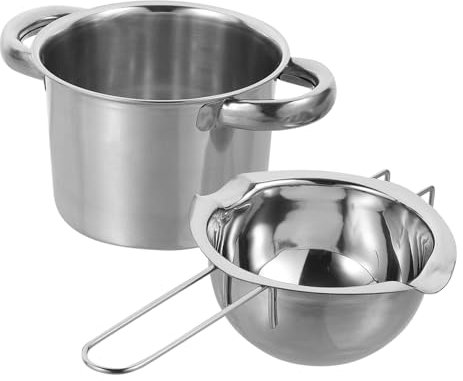 Cabilock Chocolate Melting Pot Double Boiler 400ml Stainless Steel Butter Heating Bowl 14cm Outer Pot Kitchen Gadget for Candy and Cheese Melting