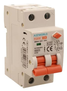 A2ZWORLD Interruttore Magnetotermico Differenziale Tipo A 300mA, RCBO Classe A 2P C20 20A, Curva C 1P+N 6000A, Occupa 2 Moduli DIN, AC 230V IP20 IEC61009-1