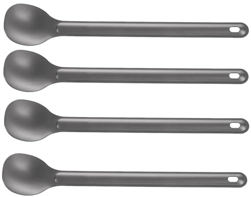 Benssey 4Pcs Titanium Spoon 21.5Cm X 3.9Cm Camping Spoon Outdoor Tableware Long-Handled Titanium Spoon