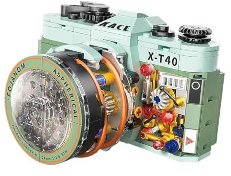Yunigzmy Kamera Bausteine Modellsatz, 455 Teiliges Retro Kamera Bausteinspielzeug, Retro Digitalkamera Bausteinsatz