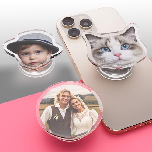 Bemaystar Phone Grip - Customizable Photo Holder, Compatible with All Mobile Phones, Multiple colors (e.g., black, white, red, blue)
