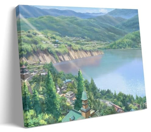 ZCHLATGDE Anime Paisaje Kimi No Na Wa Póster Pintura Decorativa Lienzo Arte de Pared Salón Póster Dormitorio Pintura, Arte de Pared Impresión de Imagen Moderna Decoración de Habitación Familiar 24 x