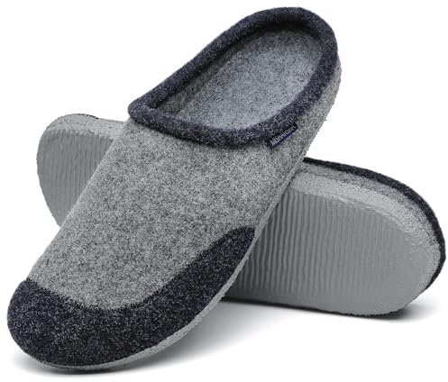 Mishansha Pantuflas Fieltro Mujer Hombre Zapatillas de Casa con Suela de Fieltro Zapatillas de Interior Unisex Invierno Cómodas Azul Egipcio,Gr.41