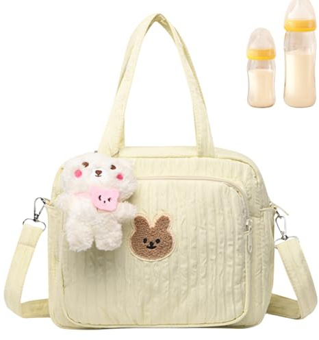 lisutupode Windeltasche, 24 x 20 x 14 cm, Umhängetasche, geteilt, um Gegenstände organisiert zu halten, Auto-Organizer, mehrere Taschen, für, Mädchen, Krippe, mehrfarbig, Beige