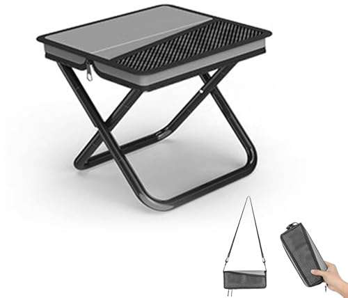 XingFuDM Klapphocker, Leicht Sitz Falthocker, Camping Hocker Tragbarer Hochwertiges Oxford-gewebe&Stahl TragfäHigkeit 150Kg, Klappstuhl mit Aufbewahrungsbeutel Hosenträger für Angeln, Reisen,Grau