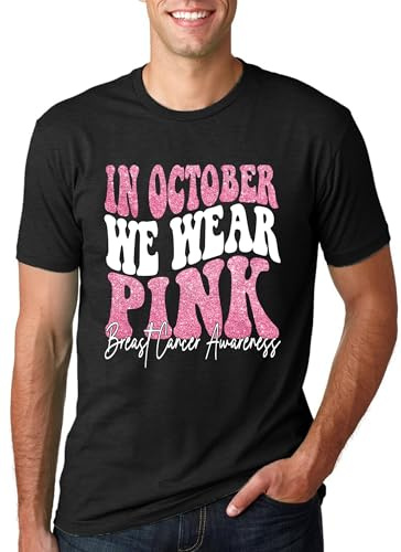 tiorhooe Tee Shirt Octobre Rose Homme 2026 Cancer du Sein Ruban Rose Shirt