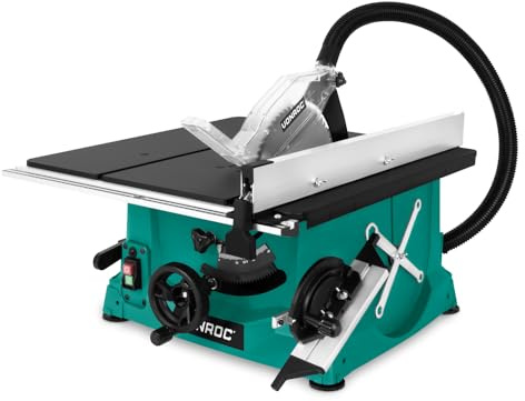 VONROC Bordscirkelsåg utan underrede med styrskena 2 000 W – bordssåg med dammutsugning, 5 000 varv/min – Ø 250 mm - Inkl. geringsguide och 60T sågklinga