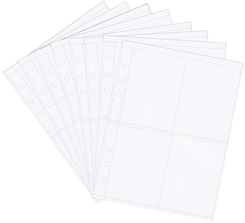 Cabilock 50pcs Card Pockets Photo Album Binder Sheets Protective Card Sleeves with Punched Design for Organizing and Shielding From Scratches and Spills