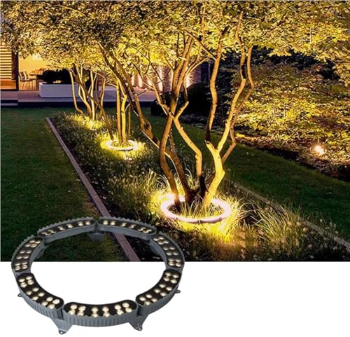 QICBYING Lampada LED per albero - Lampada da paesaggio esterno, proiettore per albero da giardino RGB impermeabile IP65, proiettore LED colorato per illuminazione paesaggistica circostante alberi(Warm