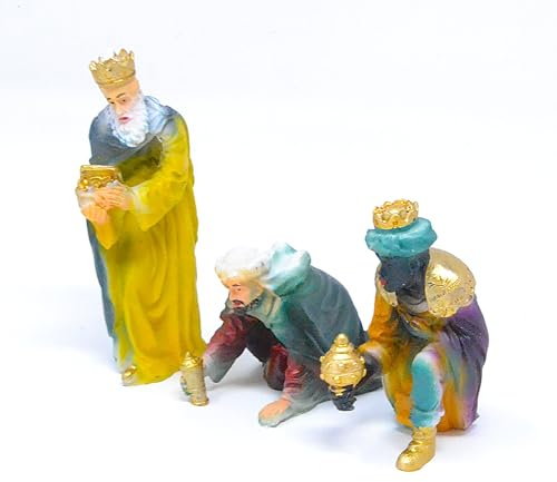 3 Heilige Drei Könige des Weihnachtstages, 12 cm, Krippenfiguren, Tiere, Geburt Jesus, 3 Könige, Krippenhandwerk, Gott