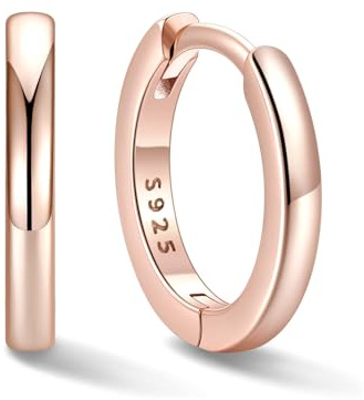 SILVERCUTE Orecchini Uomo Donna Argento 925 a Cerchio Piccolo 8/10/12mm | Orecchini cerchio argento 925 4 colori; struttura robusta e ipoallergenico; ideale per uso quotidiano, regalo per donna uomo