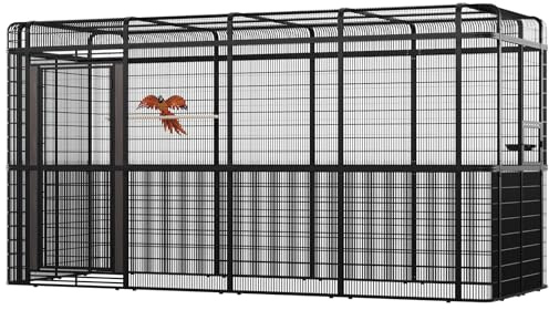 154 Heavy Duty Outdoor Walk-in Bird Cage - Carbon Crystal Board & Metal Aviary for Macaws, Budgies, Conures, Lovebirds & More - Spacious Flight Cage for Large & Small Birds