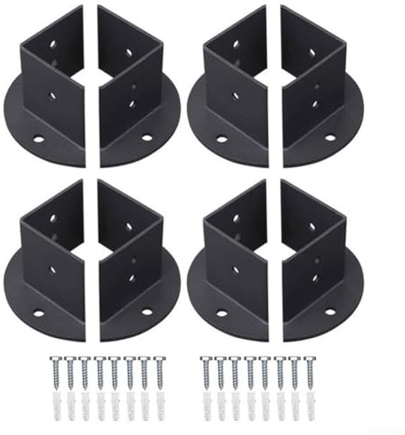 Staffe di base regolabili per pali in legno o cemento, recinzioni e pergolati, in acciaio al carbonio resistente, 2,8 mm (8 pezzi)