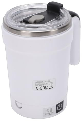 SPYMINNPOO Tasse à café Auto-agitatrice, Tasse à Mélanger électrique de 12,2 Oz avec Agitateur Magnétique, Affichage de la Température intégré et Chargement USB C, pour café, Lait, Cacao (WHITE)