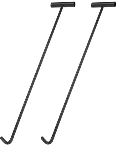 PATIKIL Manhole Hook 30 Inch, 2 Pcs Threaded Steel T-Shaped Lid Manhole Cover Lifter with Blunt Tip for Lifting Pulling Storm Drain Cover, Black