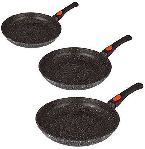 Espace Cuisine - Lot de 3 Poêles 20, 24 et 28cm revêtement façon pierre