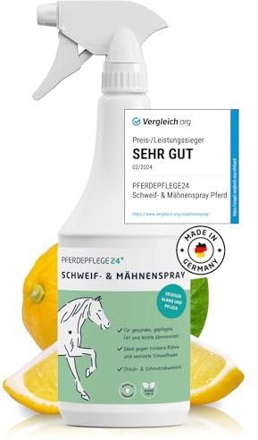 PFERDEPFLEGE24 Schweif und Mähnenspray für Pferde 1000ml - VERGLEICHSSIEGER - Brillanter Glanz, leichte Kämmbarkeit & Gesundes Fell - Mähnen und Schweifspray für Pferde in 5 Größen