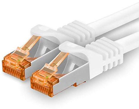 1aTTack.de 5m - Cat.7 Netzwerkkabel Weiß - 1 Stück Gigabit Ethernet LAN Kabel 10000 Mbit s Patchkabel Cat7 Kabel S FTP PIMF Schirmung LSZH Cat.7 Rohkabel Rj45 Stecker Cat 6a - 1 x 5 Meter