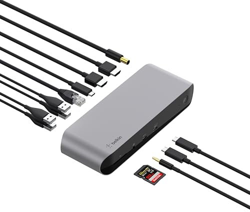 Belkin Thunderbolt 3 Dock Pro w/Thunderbolt 3 Cable - USB C Hub - USB C Docking station for MacOS & Windows, Dual 4K @60Hz, 40Gbps Transfer Speed, 85W Upstream Charging, w/Ethernet, SD & Audio Ports
