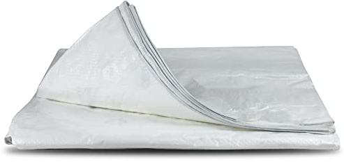 Bortaberg Tarpaulin Strengthened Waterproof Heavy Duty - White Tarp Sheet - Premium Quality Cover Made of 90gram/sm Reinforcing Mesh, for Camping Fishing Gardening Pets ([m] 6 x 5 || 19' x 16')