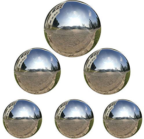 HomDSim 6pcs Gazing Ball 2.36/3.15/3.93 in,Seamless Silver Stainless Steel Polished Reflective Smooth Mirror Garden Sphere Globe,Props of Photography,Colorful Addition to Any Garden Home