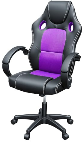 Panana Gaming Chair, Racing Style Office High Back Ergonomic Conference Work Chair Reclining Computer PC Swivel Desk Chair with Lumbar Support&Adjustable Task Gas lift PU Leather (Purple)