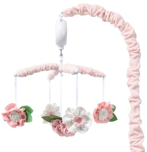 The Peanutshell Crib Mobile for Girls - Pink Musical Baby Crib Mobile with 12 Lullabies, Flower Baby Mobile Crib Pink Floral Nursery Decor