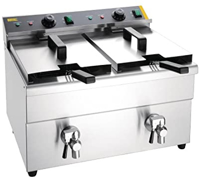 Buffalo CT012 Commercial Twin Tank Induction Fryer, 2x3kW, 15Ltr | Includes lids and baskets, dial temperature controls, and a mess-free drain tap. Fast recovery times maximize efficiency.
