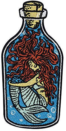 Mermaid in a Bottle Iron-On Patch | Denim Jackets Embroidery Patch, Ironable Patch, Iron on Patches, Sea Badges Finally Home