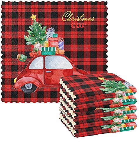 Geschirrtücher mit Weihnachtsmotiv, 27,9 x 27,9 cm, 6 Stück